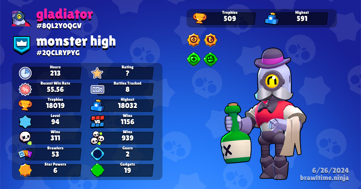 #M1160 SURGE,SANDY| 17993 Trophy | 52 Brawler + 2 (MAX) | 2 LEGENDARY | 13 Mythic | 25 Skins + 7 epic + 1 MYTHIC + 1 Legendary | IOS/ANDROID